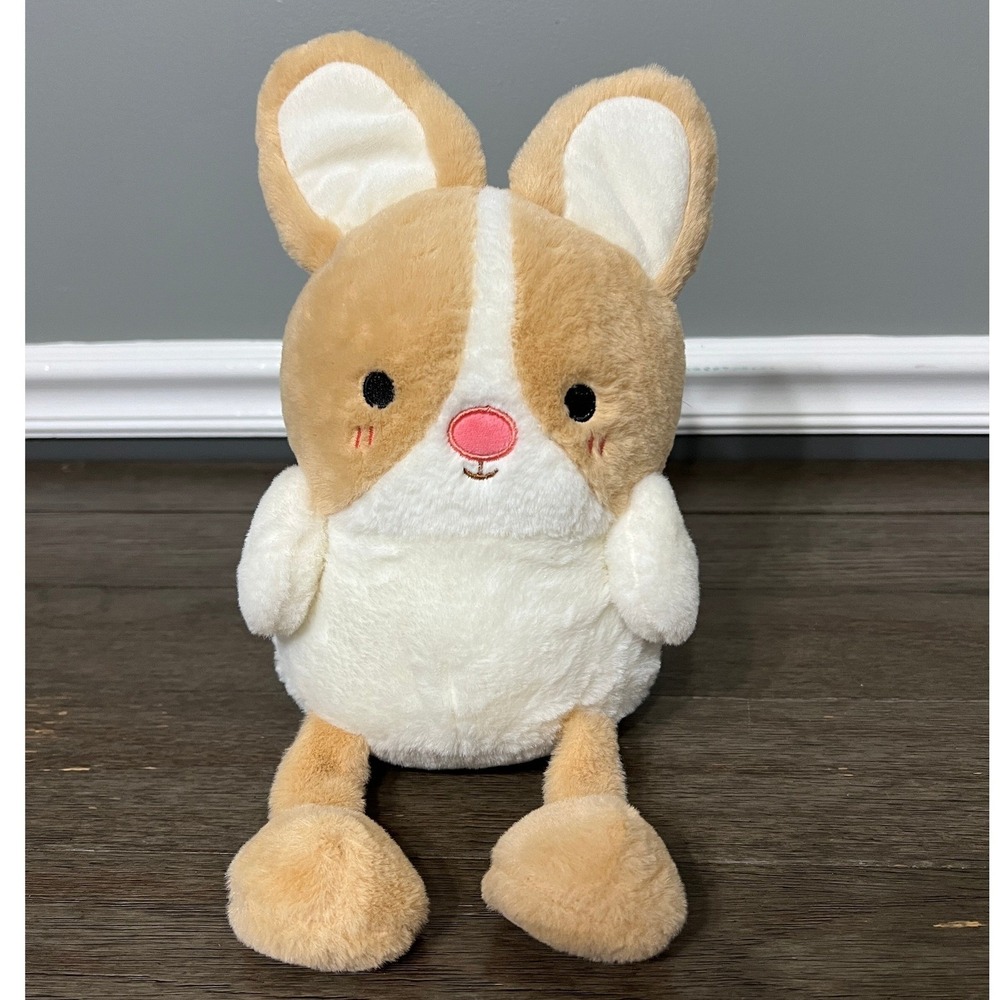 MTY International Plush Bunny Stuffed Animal Tan White Soft Cuddly Toy 9 inch